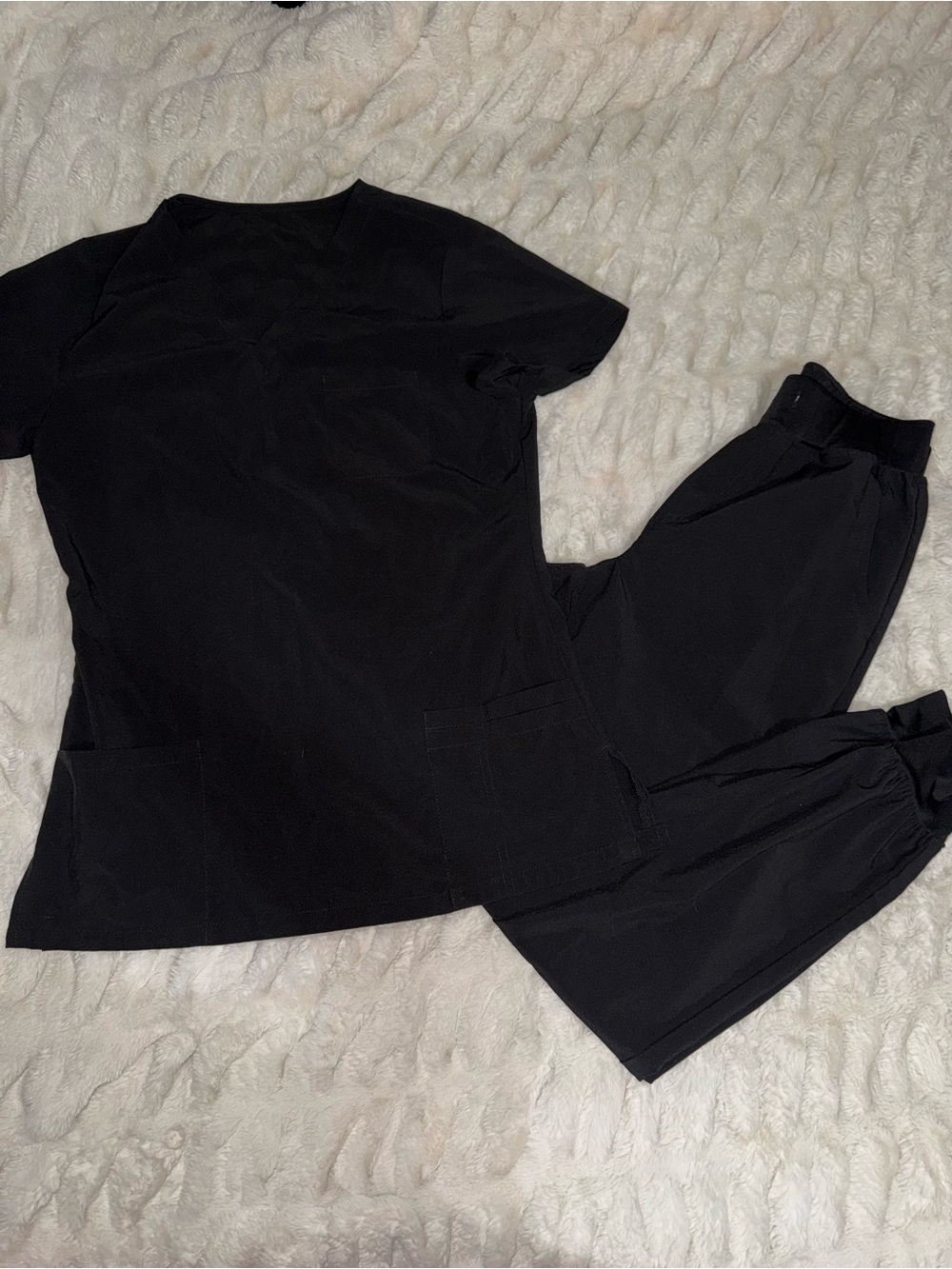 Black Scrub Top and Jogger Pants Set